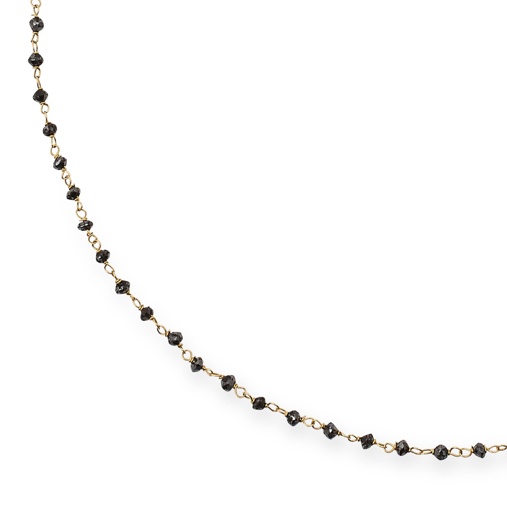 BLACK DIAMOND CHAIN NECKLACE set with faceted black diamond beads, 40cm, 3.2g. - Bild 2 aus 2