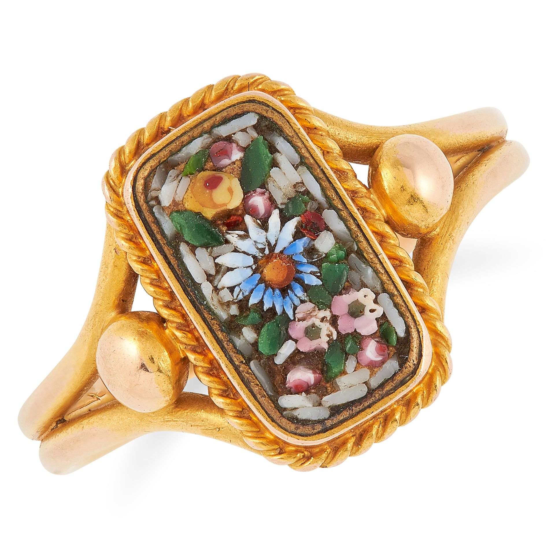 MICROMOSAIC RING in floral design, size N / 6.5, 4.3g.