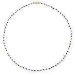 BLACK DIAMOND CHAIN NECKLACE set with faceted black diamond beads, 40cm, 3.2g.