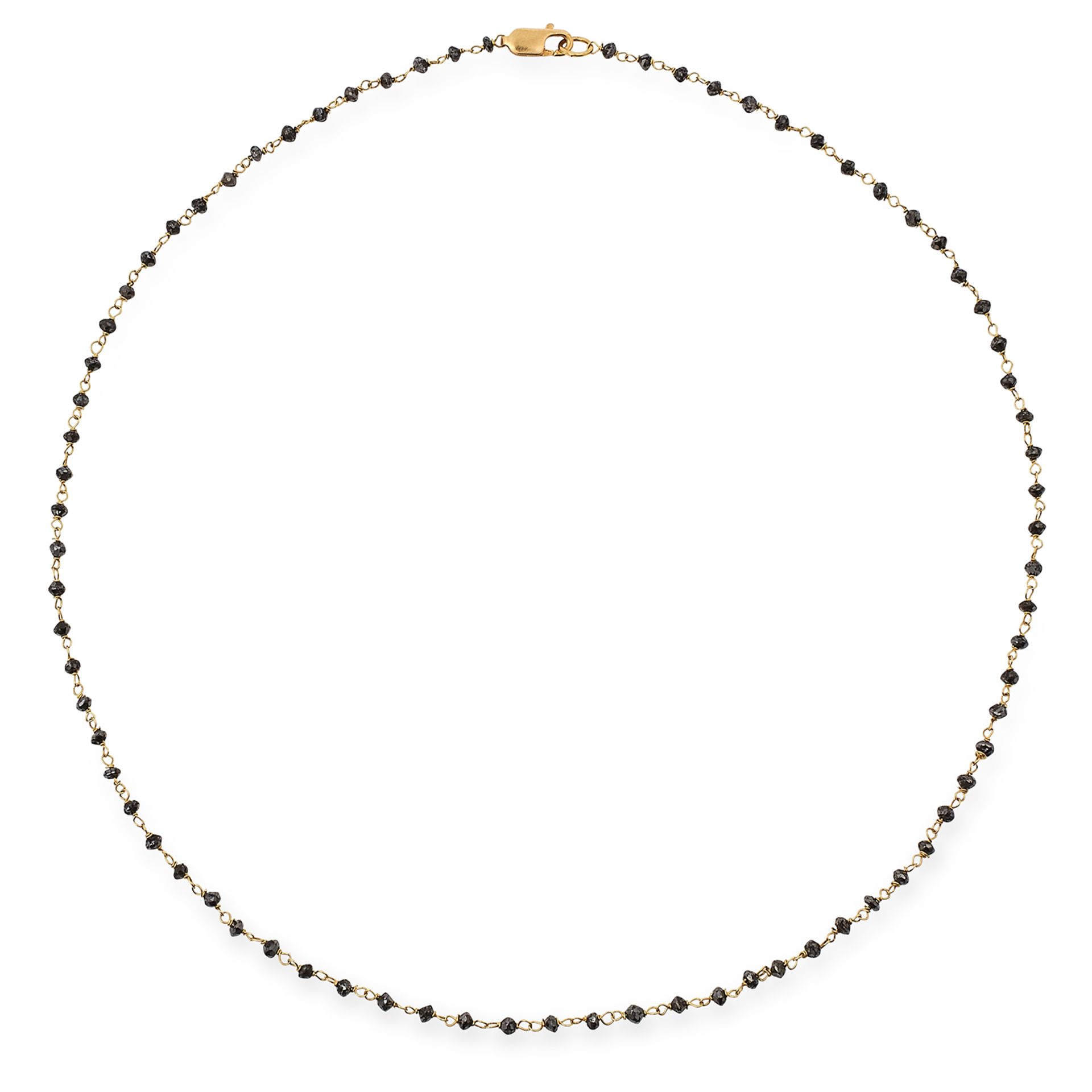 BLACK DIAMOND CHAIN NECKLACE set with faceted black diamond beads, 40cm, 3.2g.