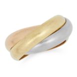 TRINITY RING, CARTIER comprising of three gold bands, size L / 5.5, 14.7g.