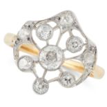 DIAMOND DRESS RING set with round cut diamonds, size K / 5, 3.1g.