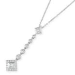 A DIAMOND PENDANT, TIFFANY & CO comprising of a row of round and princess cut diamonds totalling