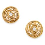 A DIAMOND CLIP EARRINGS, ANDREW GRIMA, CIRCA 1970 each of open wirework design set with a round