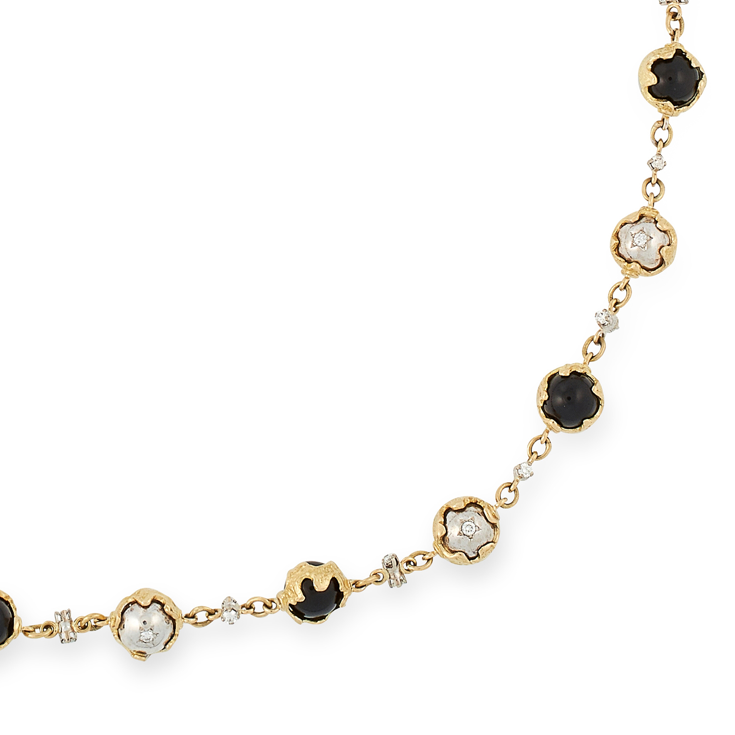 AN IMPORTANT ONYX AND DIAMOND SAUTOIR NECKLACE, CHARLES DE TEMPLE 1974 the longchain formed of - Image 2 of 2