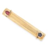 AN ANTIQUE RUBY AND SAPPHIRE LIPSTICK HOLDER, CARTIER set at each end with a carved Mughal style