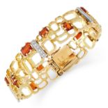 A VINTAGE CITRINE AND DIAMOND BRACELET, CHARLES DE TEMPLE 1974 of geometric openwork design, set