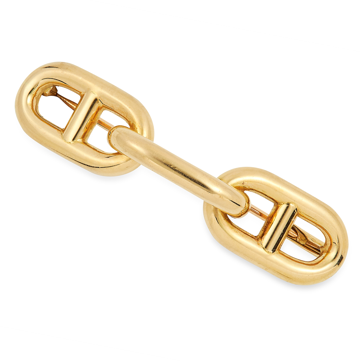 A VINTAGE CHAINE D'ANCRE FARANDOLE BROOCH, HERMES comprising three anchor links, signed Hermes