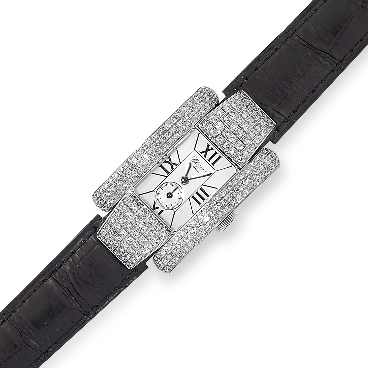 A LA STRADA DIAMOND WATCH, CHOPARD on a black leather strap, the bezel set with round cut diamonds - Image 2 of 4