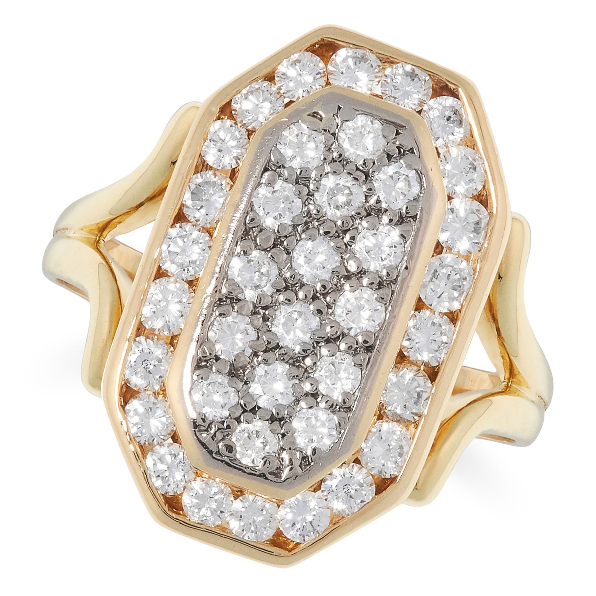 A DIAMOND DRESS RING, BOODLES the octagonal face pave set with round cut diamonds totalling 1.40