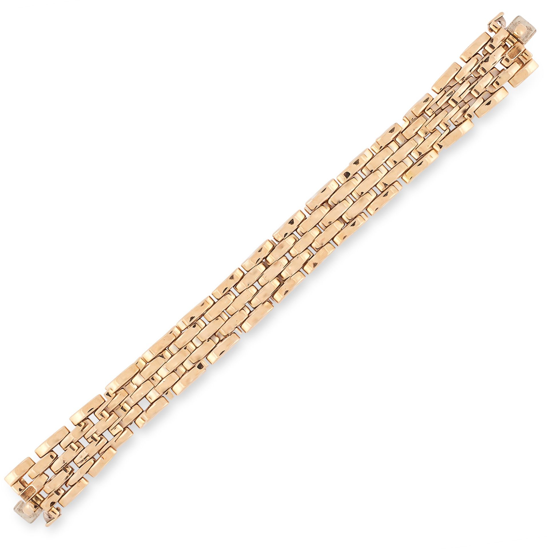 A MAILLON PANTHERE BRACELET, CARTIER designed as a five rows of chain links, signed Cartier and