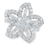 A DIAMOND STARFISH RING set with round cut diamonds, size N / 6.5, 8.5g.