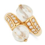 A ROCK CRYSTAL AND DIAMOND RING, BOUCHERON set with polished rock crystal and round cut diamonds,