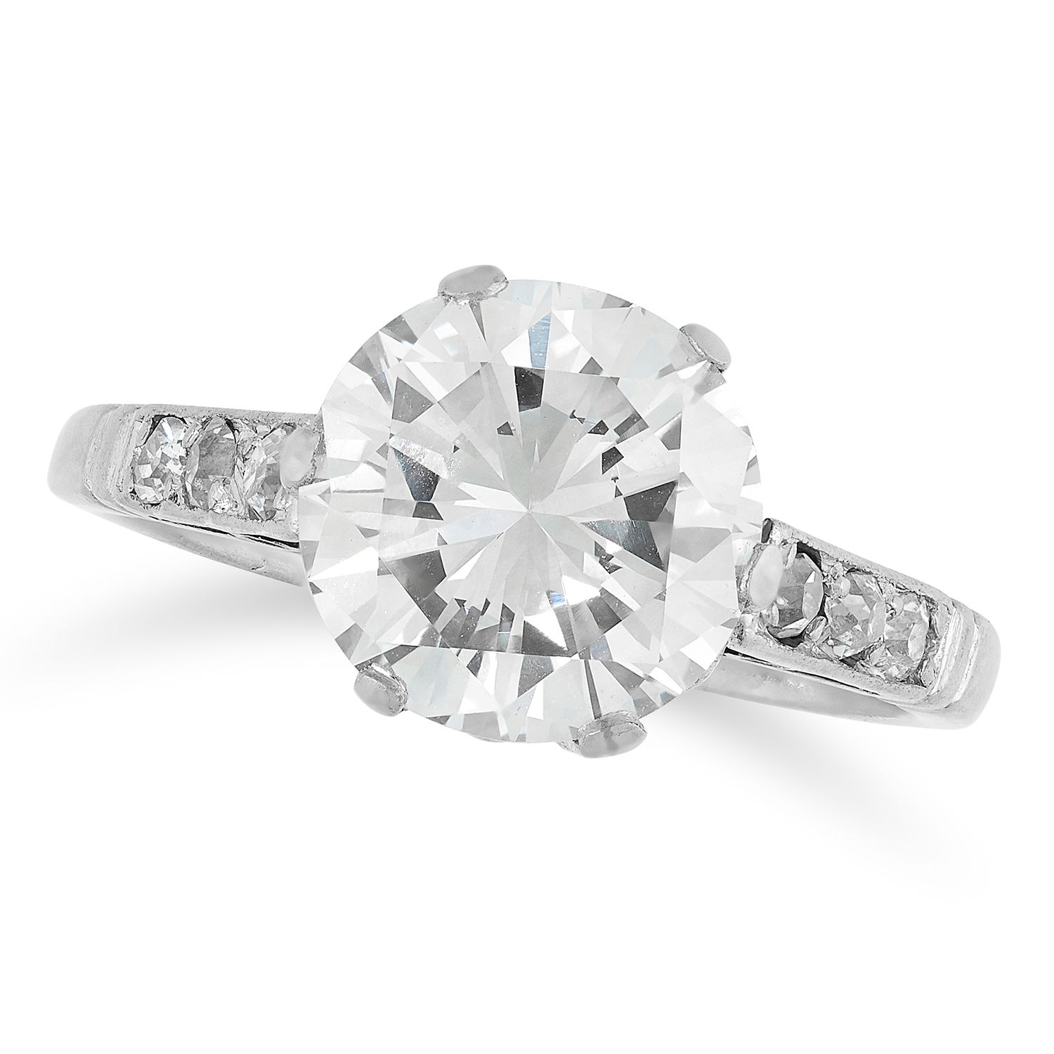 A 2.48 CARAT DIAMOND SOLITAIRE RING set with a principal round cut diamond of 2.48 carats with