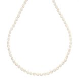 A PEARL ROPE NECKLACE comprising of a single row of pearl beads, 120cm, 78.6g.