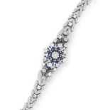 SAPPHIRE AND DIAMOND BRACELET the fancy link chain is set with round cut diamonds and sapphires,