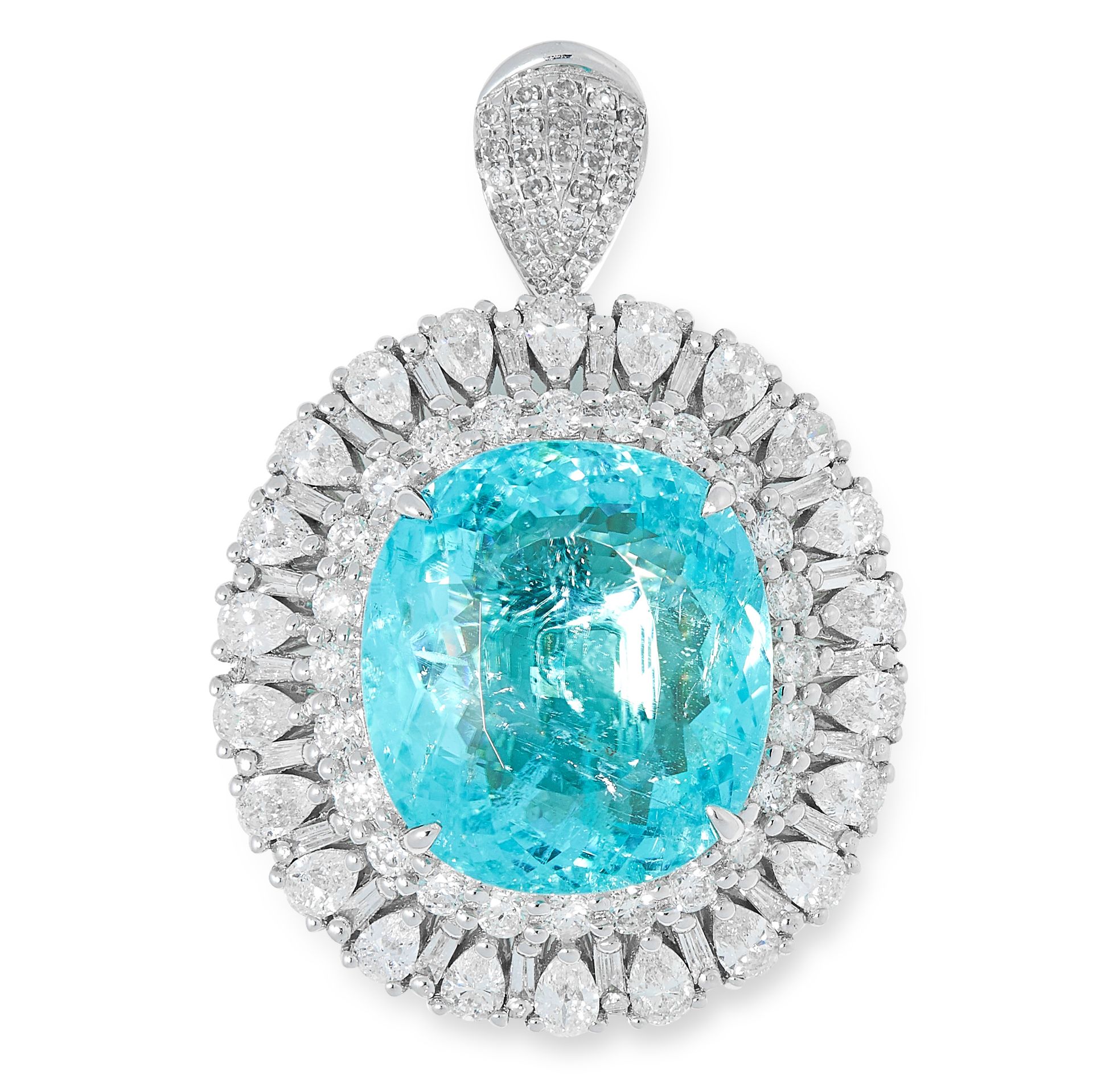 PARAIBA TOURMALINE AND DIAMOND RING / PENDANT set with a central oval cut Paraiba tourmaline of 6.39 - Bild 2 aus 2