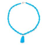 TURQUOISE COLOURED HOWLITE BEAD NECKLACE set with polished turquoise coloured howlite beads and a