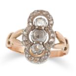 AN ANTIQUE DIAMOND RING, 19TH CENTURY set with rose cut diamonds, size K / 5, 2.4g.