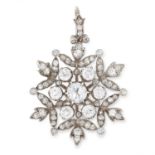 ANTIQUE DIAMOND SNOWFLAKE PENDANT set with old cut diamonds, 4cm, 8.5g.