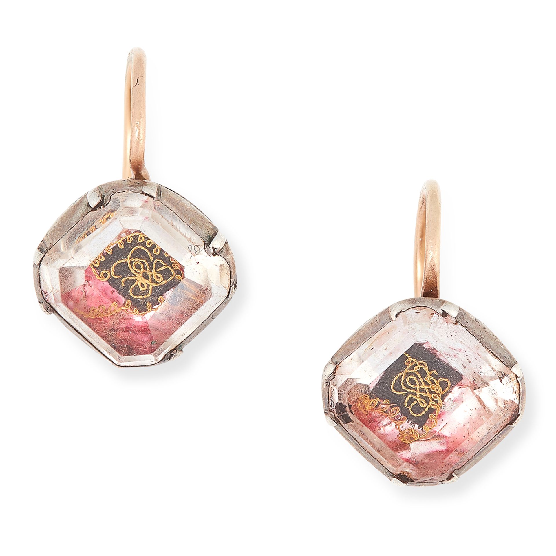 A PAIR OF ANTIQUE STUART CRYSTAL EARRINGS, 18TH CENTURY each set with a foiled back Stuart