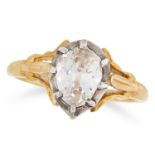 AN ANTIQUE DIAMOND SOLITAIRE RING set with an old cut diamond of 1.30 carats, size N / 6.5, 3.7g.