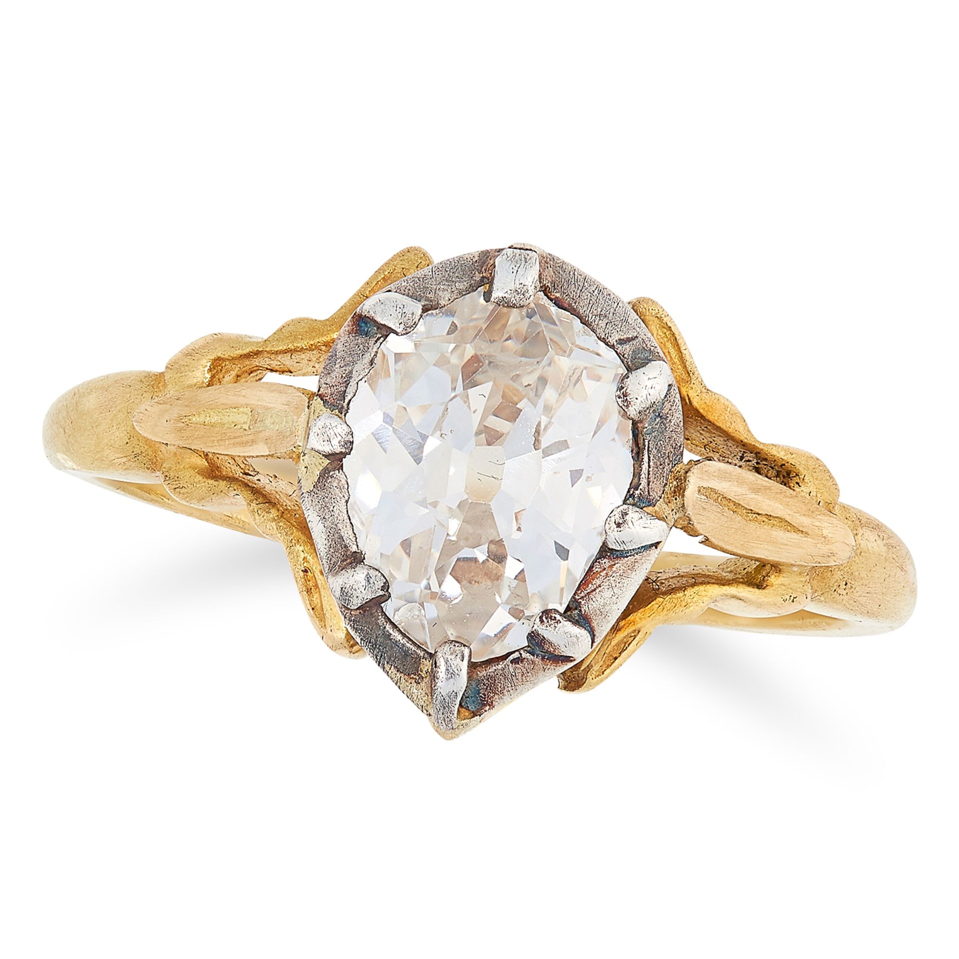 AN ANTIQUE DIAMOND SOLITAIRE RING set with an old cut diamond of 1.30 carats, size N / 6.5, 3.7g.