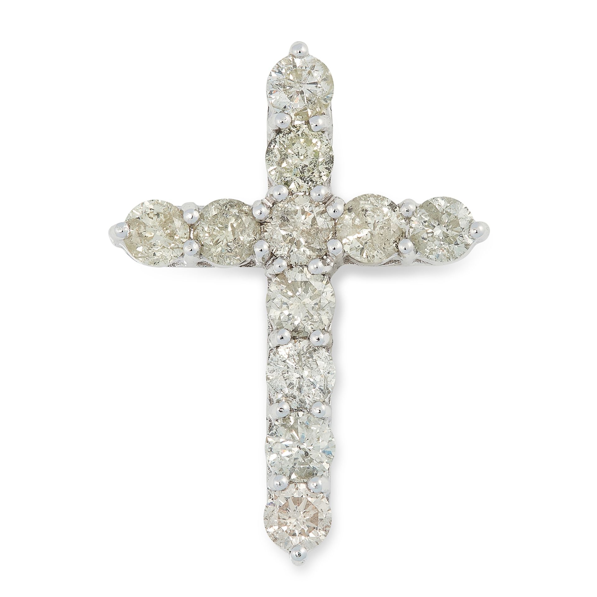 A DIAMOND CROSS PENDANT set with approximately 3.50 carats of round cut diamonds, 3.5cm, 4.1g.