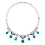 AN EMERALD, SAPPHIRE AND DIAMOND NECKLACE, MICHELE DELLA VALLE comprising a row of graduated step