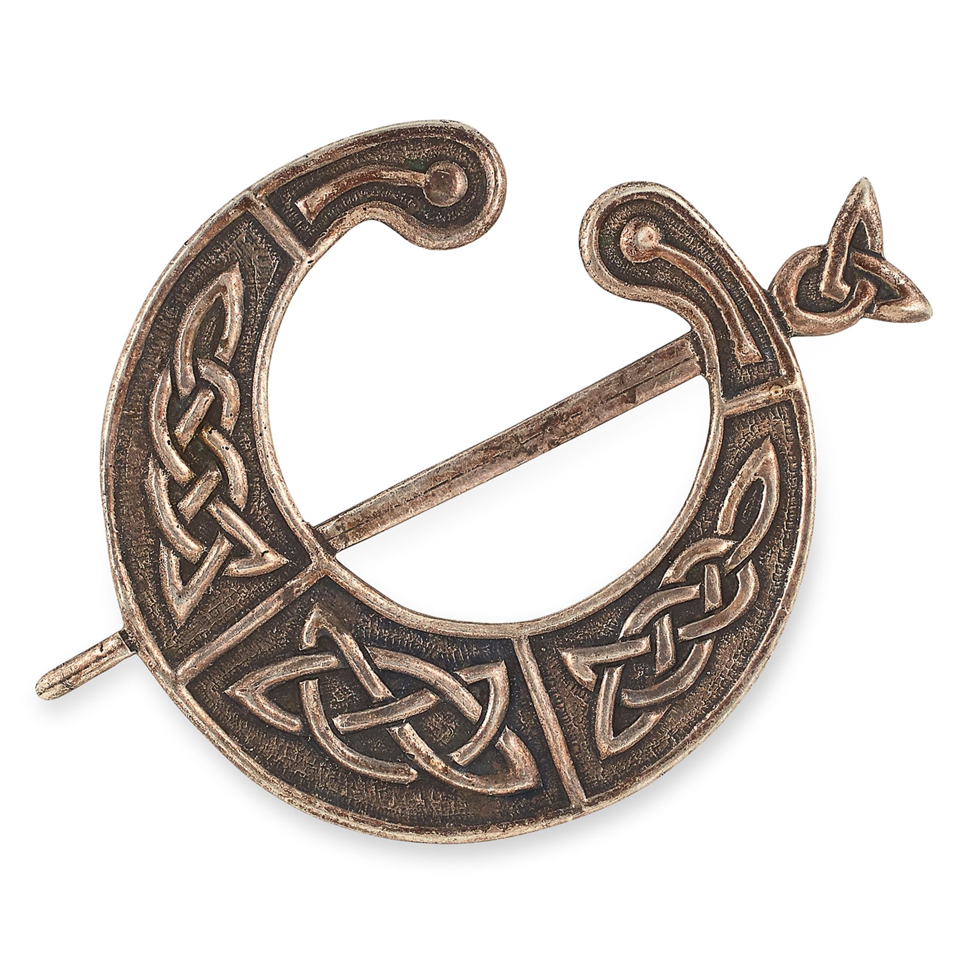 AN ANTIQUE SCOTTISH CELTIC STERLING SILVER BROOCH, IAN MCCORMICK with Celtic motif, signed IMC Iona,