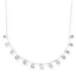 A ROCK CRYSTAL NECKLACE suspending thirteen cushion cut rock crystal drops, unmarked, 42.5cm, 8.5g.