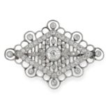 AN ANTIQUE DIAMOND BROOCH of diamond shape, set with old and rose cut diamonds totalling