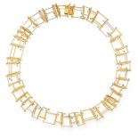 A MODERNIST GOLD COLLAR NECKLACE in abstract design formed of articulated circular links connected