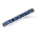 A SAPPHIRE ETERNITY RING the full eternity band set with step cut sapphires, size M / 6, 4.1g.