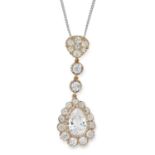 A DIAMOND PENDANT AND CHAIN set with a principal pear brilliant cut diamond of 2.41 carats,