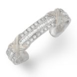 4.35 CARAT DIAMOND CUFF BANGLE set with round and baguette cut diamonds totalling approximately 4.35