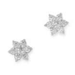 DIAMOND CLUSTER EARRINGS set with with round cut diamonds totalling approximately 0.70 carats, 1.