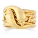 ANTIQUE SNAKE RING comprising of two intertwined snakes, size R / 8.5, 16.6g.