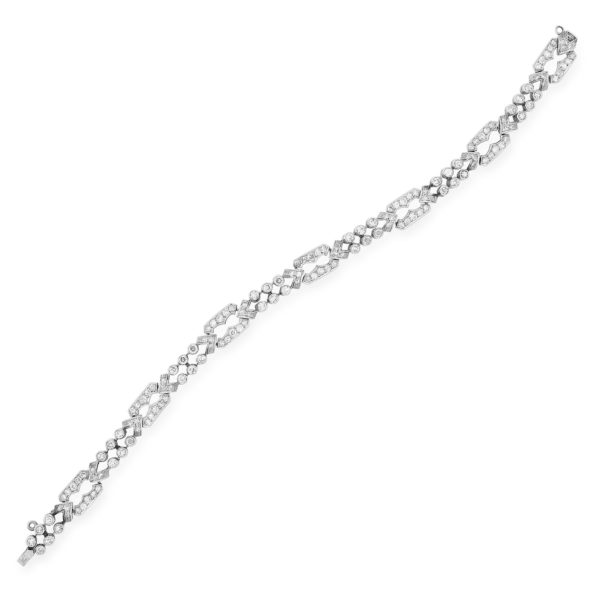 ART DECO DIAMOND BRACELET set with transitional cut diamonds, 18.5cm, 19g.