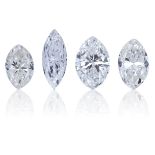 FOUR MARQUISE CUT DIAMONDS, TOTALLING 0.95cts, UNMOUNTED.