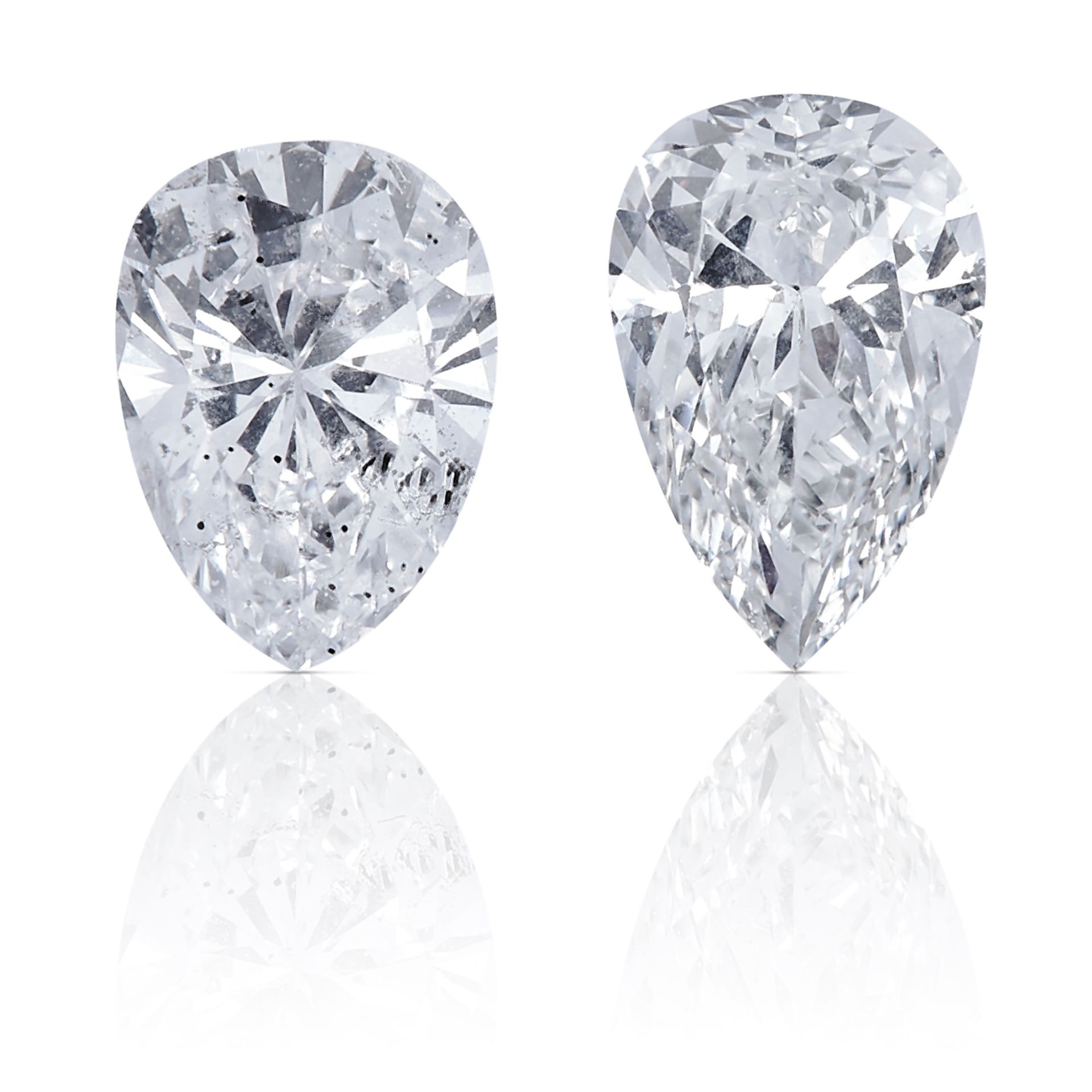 TWO PEAR SHAPED BRILLIANT CUT DIAMONDS, TOTALLING 0.55cts, UNMOUNTED