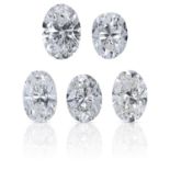 FIVE OVAL SHAPED BRILLIANT CUT DIAMONDS TOTALLING, 1.01cts, UNMOUNTED.