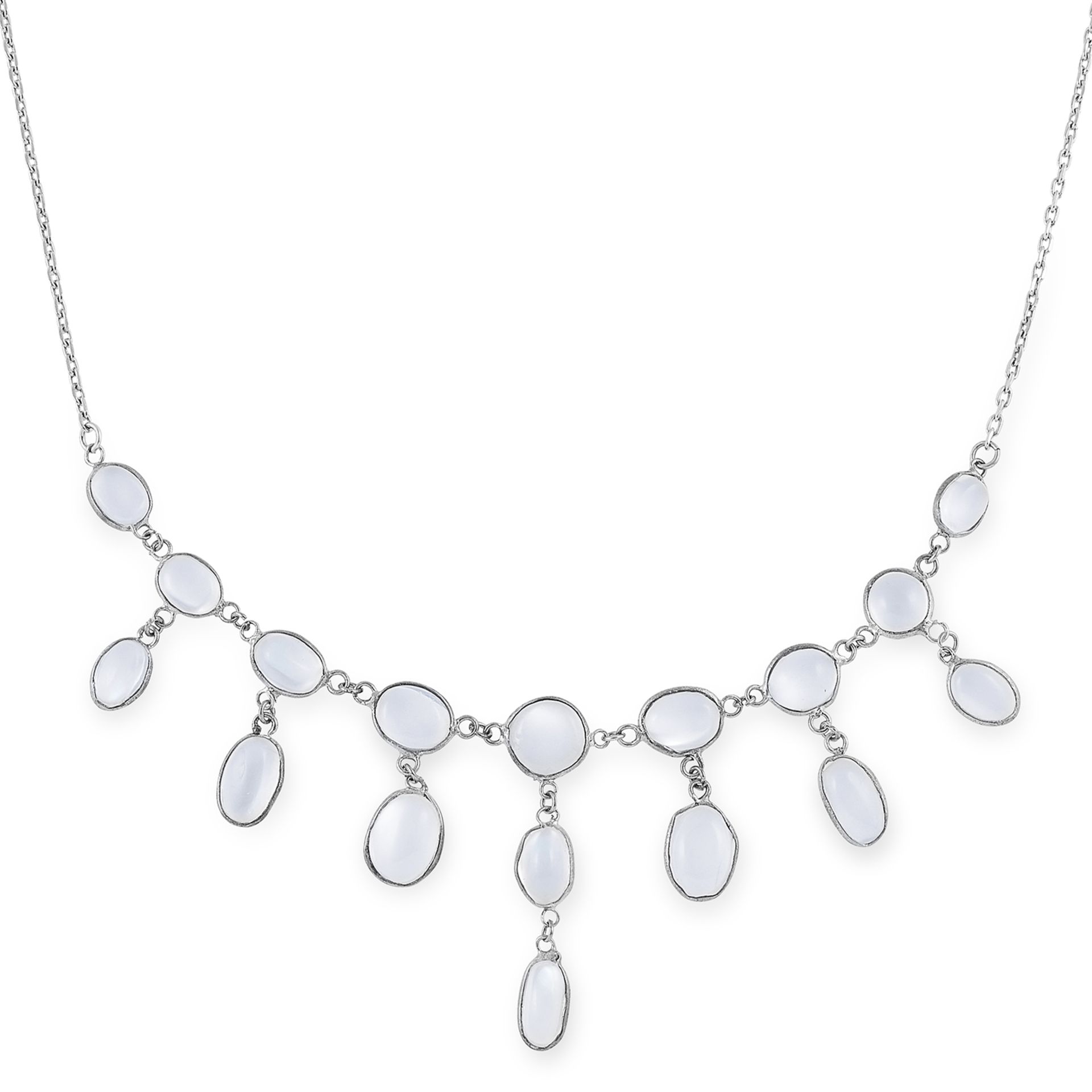 MOONSTONE NECKLACE set with cabochon moonstones, 48cm, 7.5g.