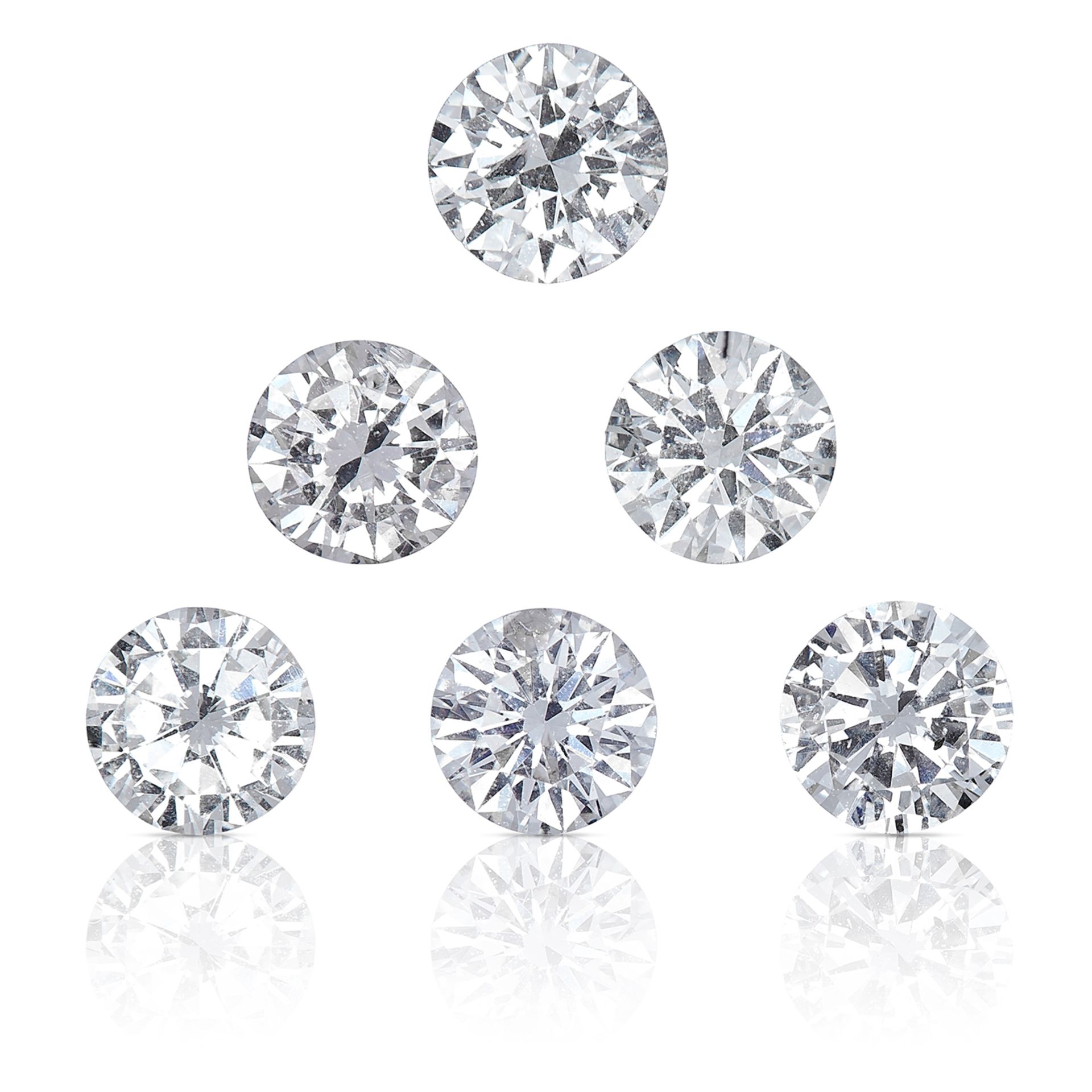 SIX ROUND CUT MODERN BRILLIANT DIAMONDS, TOTALLING 0.94cts, UNMOUNTED.