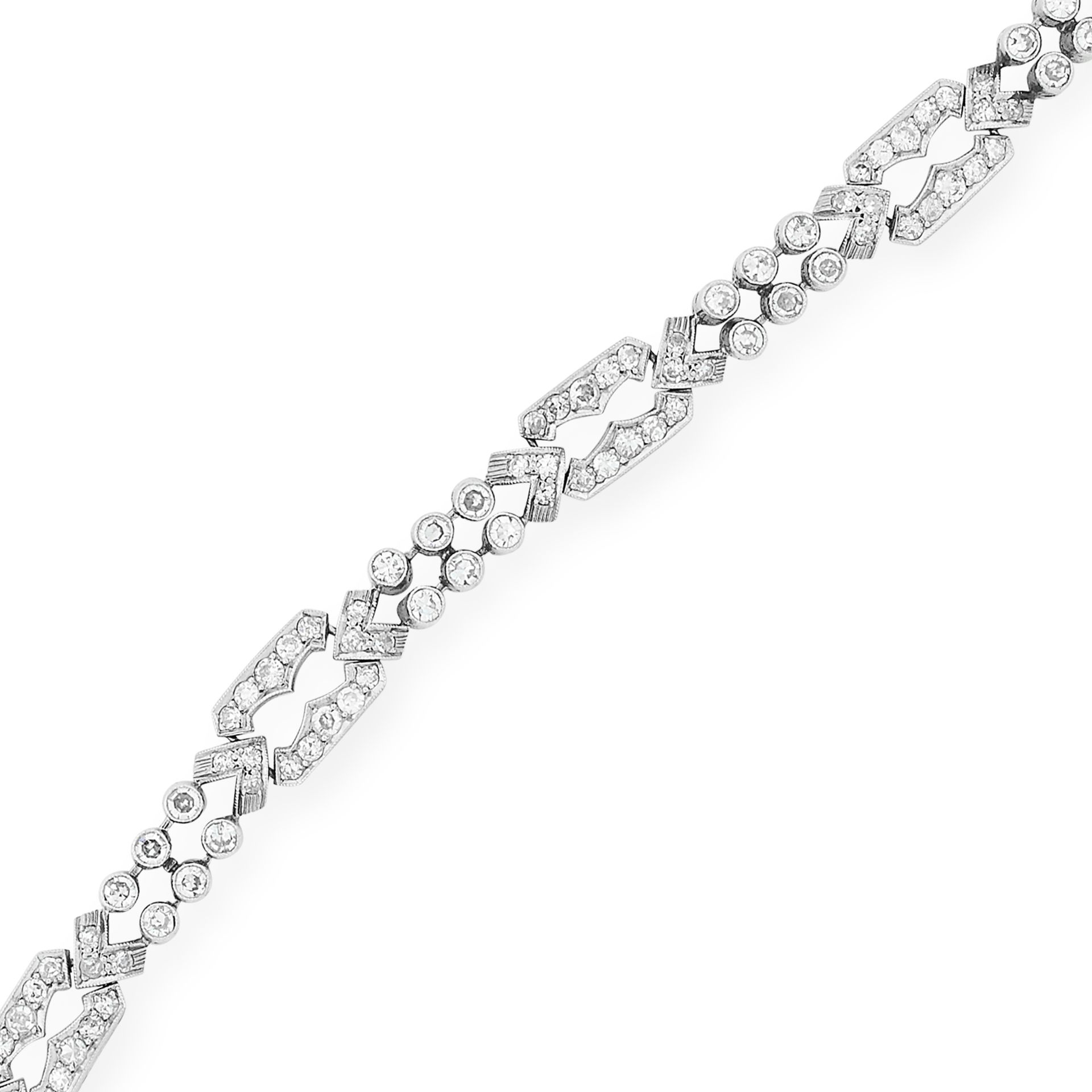 ART DECO DIAMOND BRACELET set with transitional cut diamonds, 18.5cm, 19g. - Bild 2 aus 2