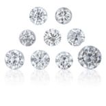 NINE ROUND CUT MODERN BRILLIANT DIAMONDS, TOTALLING 1.92cts, UNMOUNTED