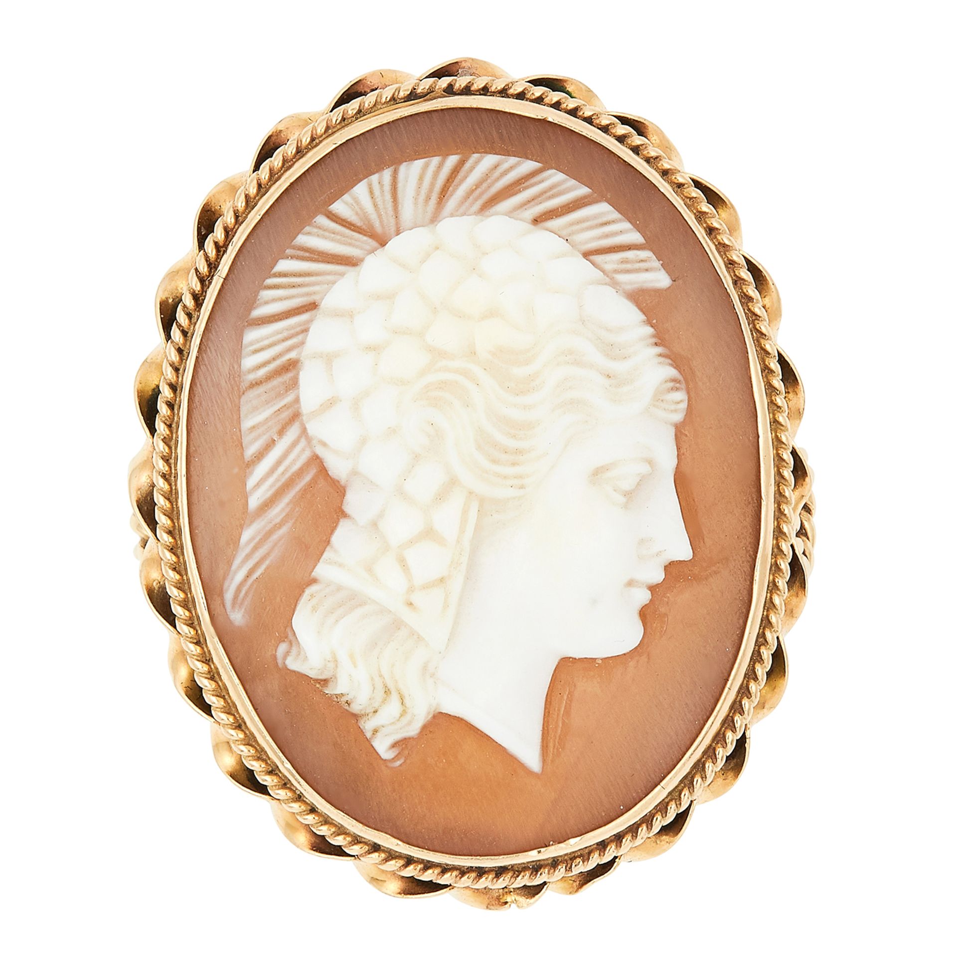 ANTIQUE CAMEO RING, depicting a Roman soldier in a decorative border, size L / 5.5, 6.1g.