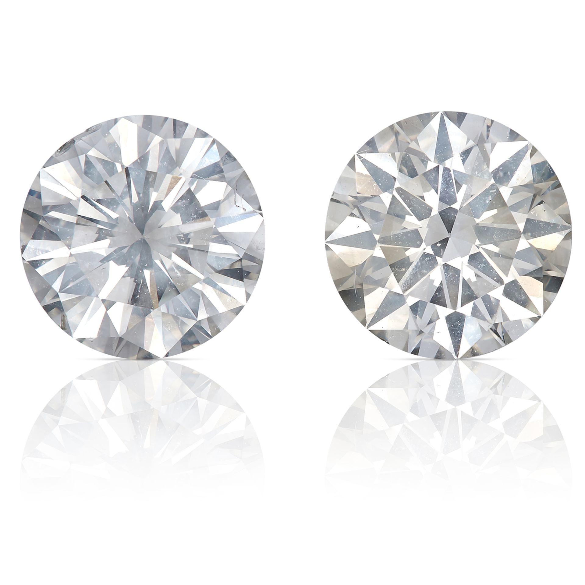 A PAIR OF 3.13 CARAT DIAMOND STUD EARRINGS each stud set with a round brilliant cut diamond,