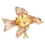 CITRINE BIRD PENDANT set with an oval cut citrine, 4cm, 5.3g.