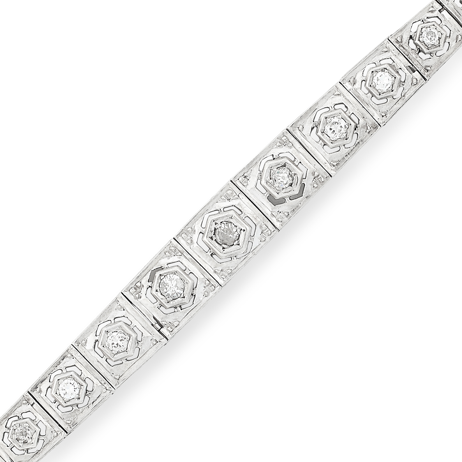 DIAMOND BRACELET in Art Deco style, set with round cut diamonds totalling approximately 1.50 carats, - Image 2 of 2